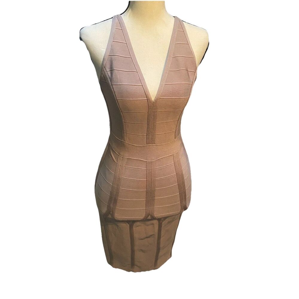 TOPSHOP Size 6 Bandage Bodycon Dress Nude Blush Pink Y2K Kardashian Aesthetic